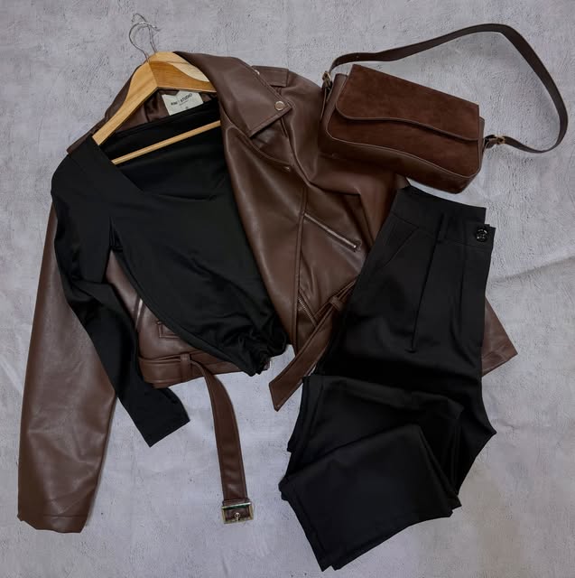 Campera cuero marron